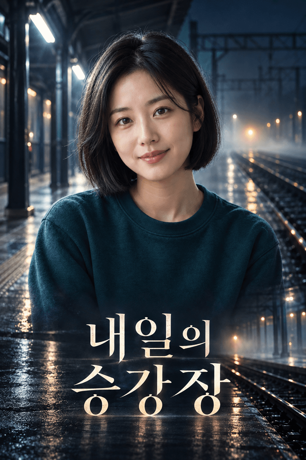 가상 인물 사진으로 만든 미스터리 영화 내일의 승강장 포스터